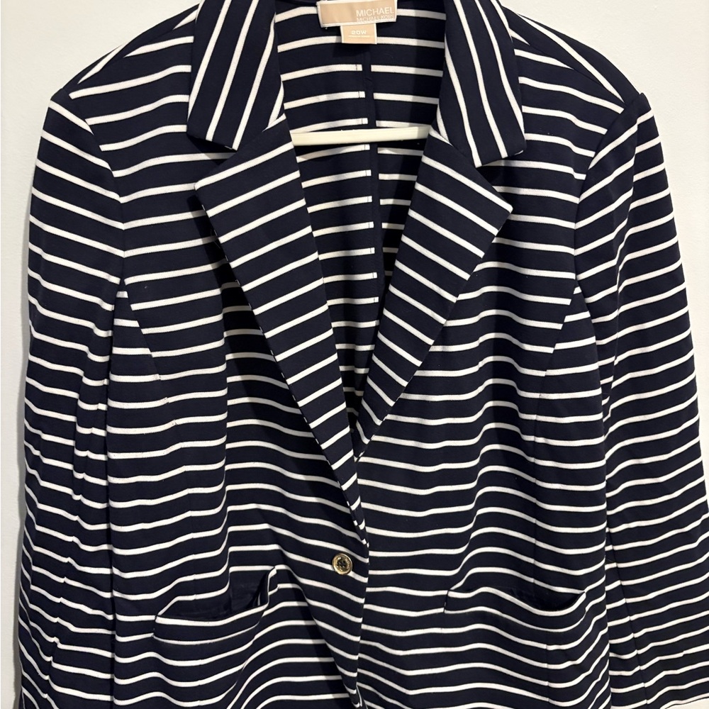 Michael Kors Women's Navy and White Striped Blazer